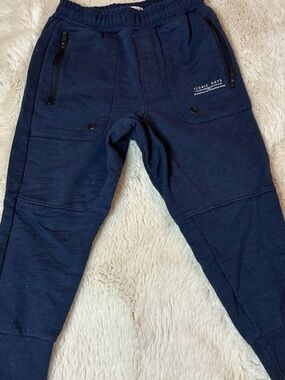 Zara Navy Jogger Sweatpants with Zip Pockets